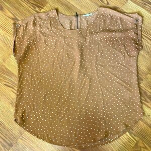 Maurices Rust Brown Polka Dot Blouse